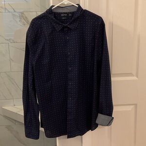 Nautica Men's Dark Blue Patterned Shirt